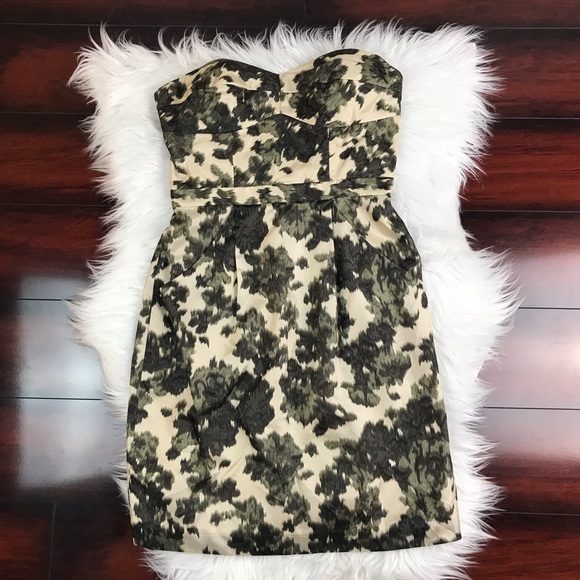 J. Crew Dresses & Skirts - J. Crew Strapless Mini Short Silk Dress Green Camo